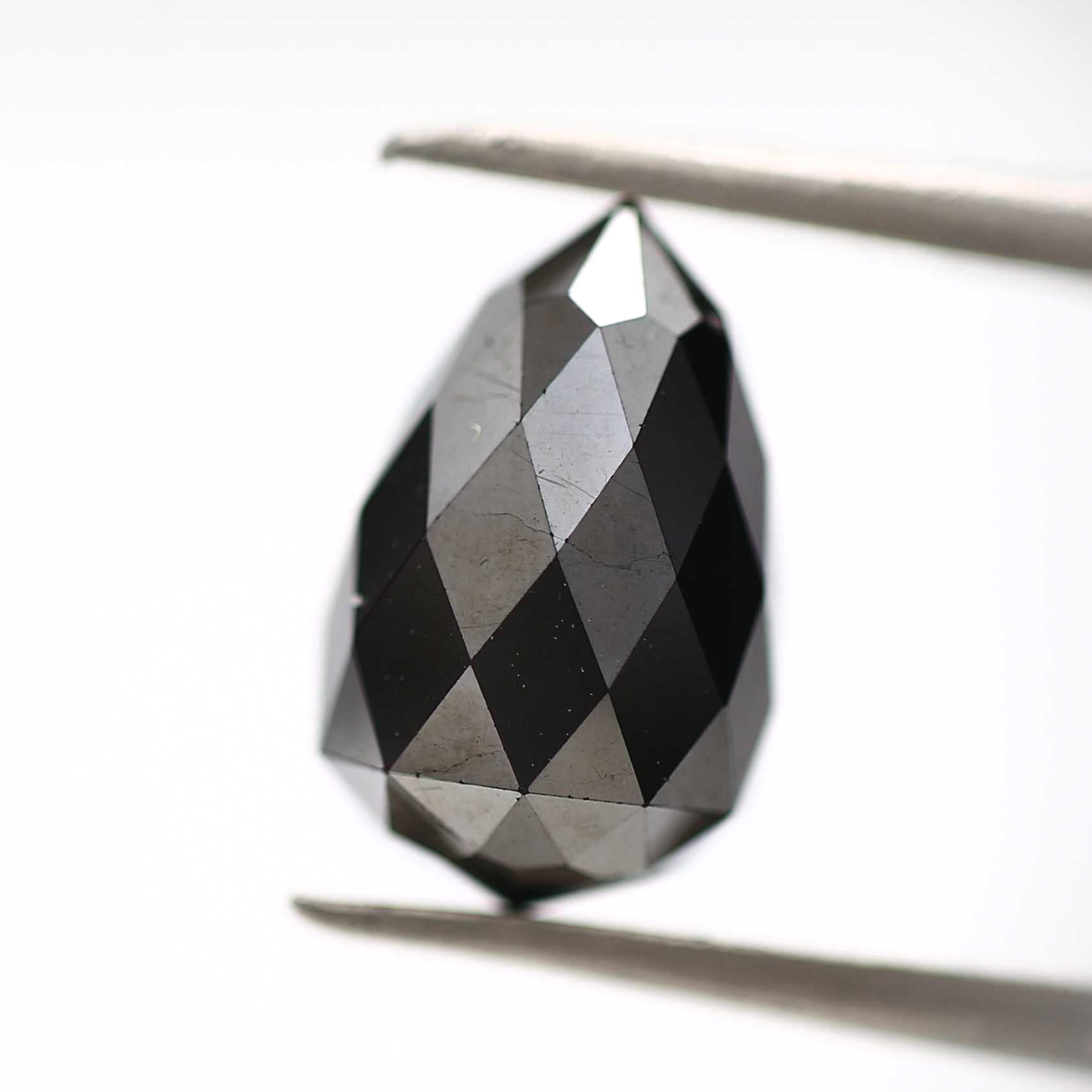 3.54 ct Natural Black Tear Drops Loose Diamond Beads for Jewelry